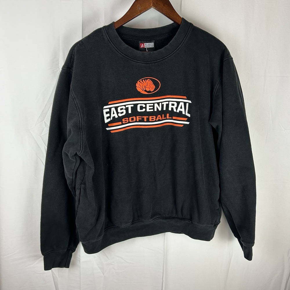 East Central‎ University Tigers Softball Sweater Large Black Pullover Cotton